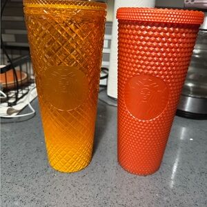 Starbucks Textured Orange and Yellow Tumblers
